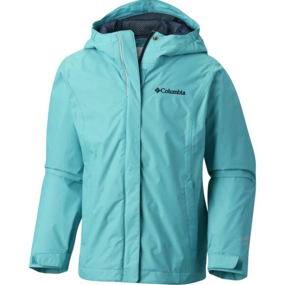 NWOT Girls Columbia Arcadia Rain Shell Jacket size XXS aqua "Elsa" blue green - Picture 1 of 5